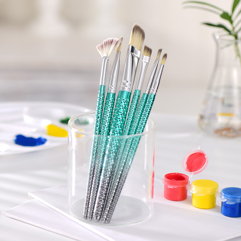 Meerjungfrauenblauer Pinsel mit langem Griff für Kinder